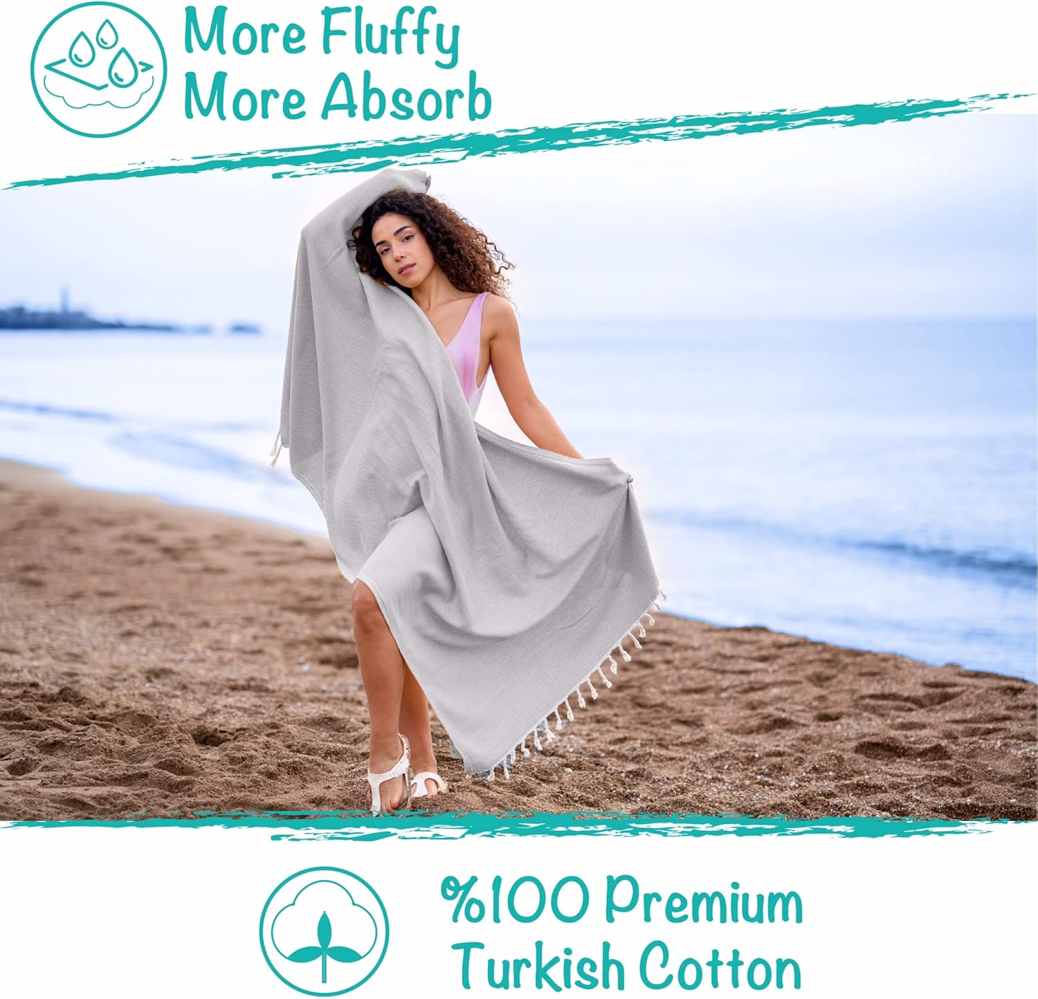 AVO Lozenge – Toalla de playa de 37 x 72 pulgadas, 100 % algodón, súper suave, Easy2clean, de secado rápido, extra grande, ligera, compacta,
