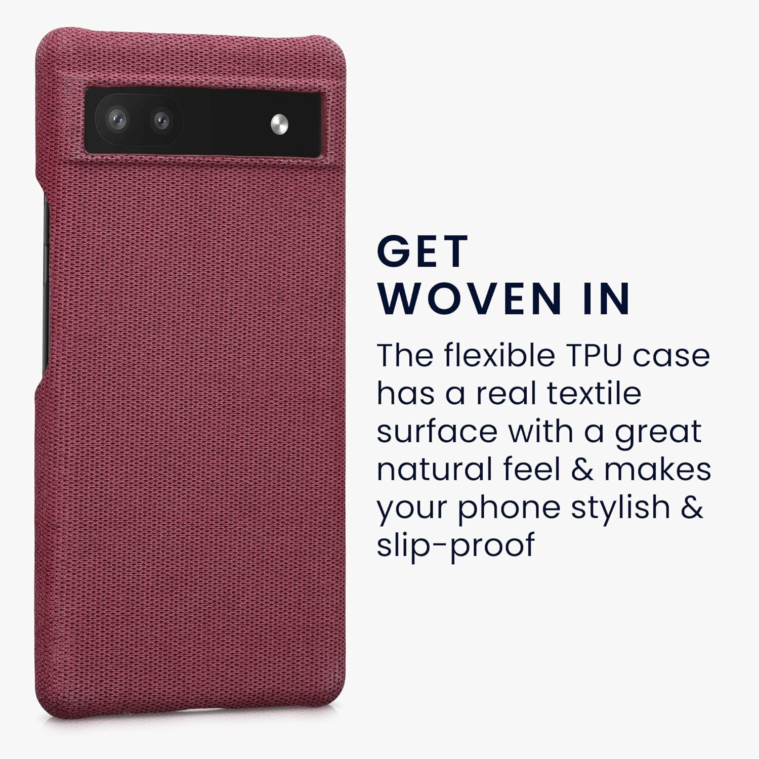 kwmobile Funda compatible con Google Pixel 6a – Funda TPU y tela para teléfono inteligente en lona coral