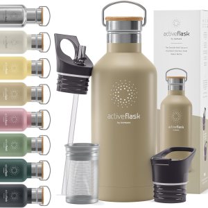 Botella de agua de acero inoxidable con popote (3 tapas), sin BPA, a prueba de fugas, adecuada para bebidas carbonatadas, botella de agua, Botella de agua de acero inoxidable con popote (3 tapas), sin BPA, a prueba de fugas, adecuada para bebidas carbonatadas, botella de agua,