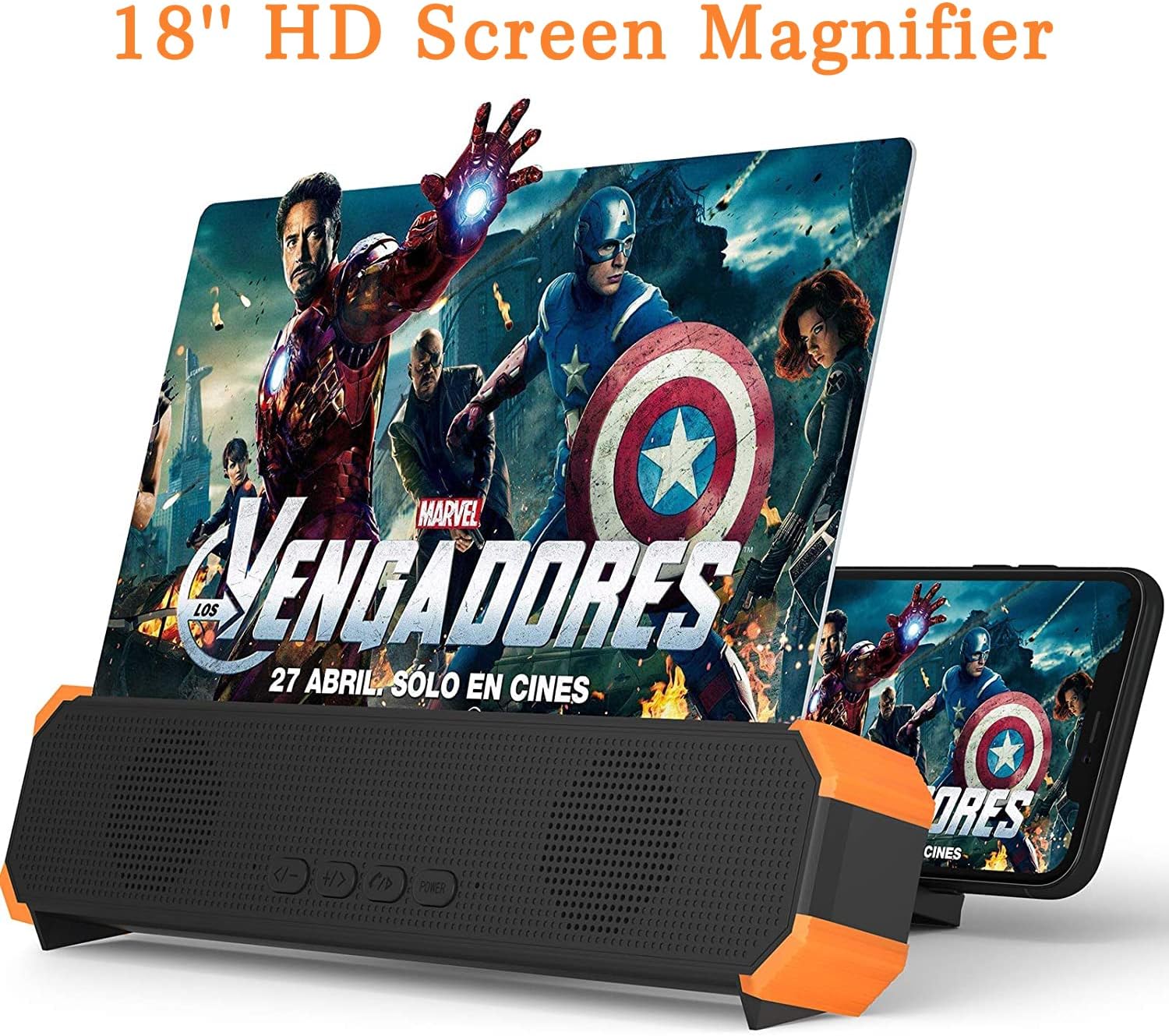 Lupa de pantalla de 18 pulgadas para teléfono inteligente  Pantalla de proyector de lupa 3D para teléfono móvil para películas, videos y juegos