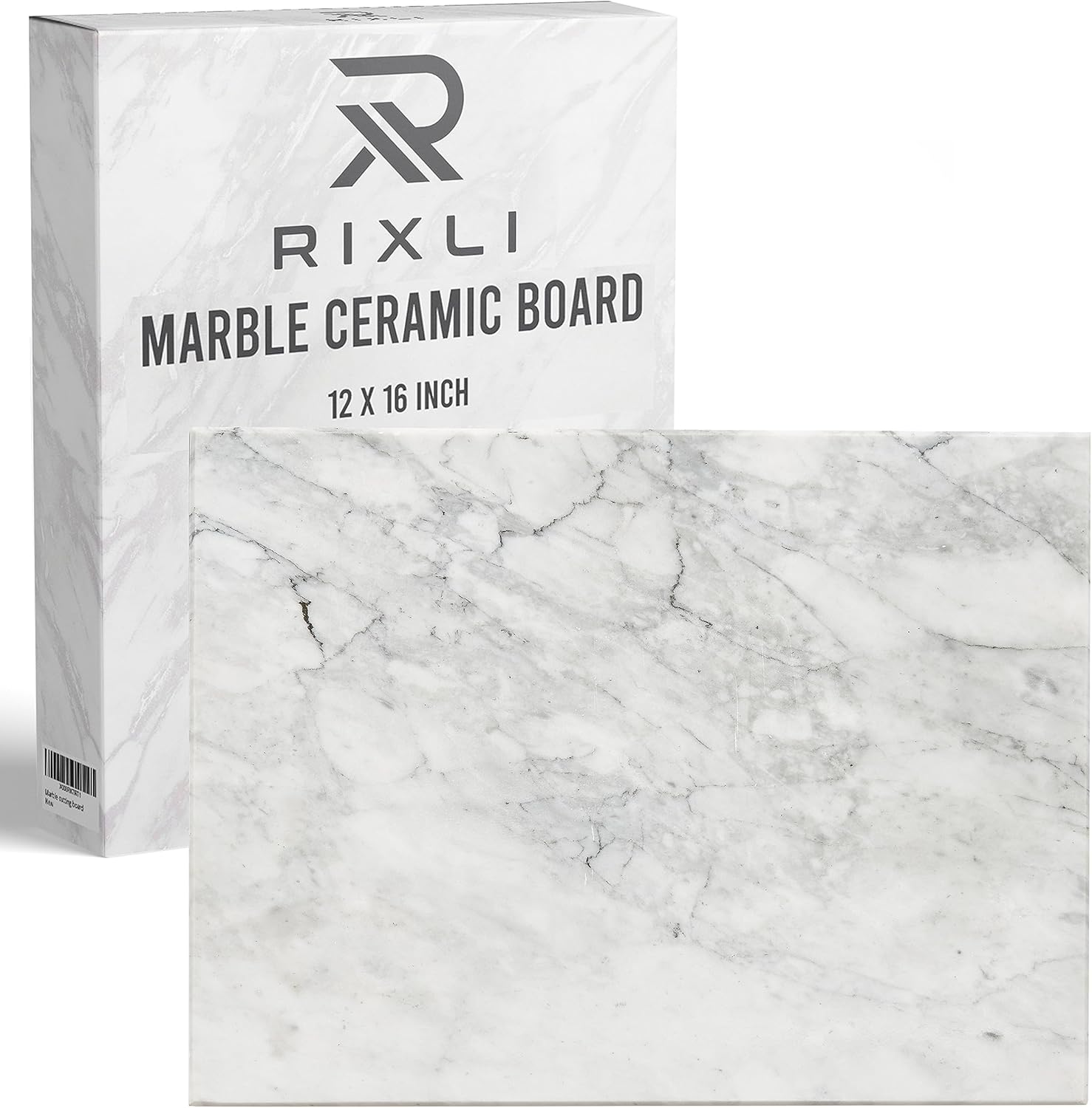 Tabla de cortar de piedra de mármol de cocina, tabla de cortar y embutidos de 16 x 12 x 0.6 pulgadas, bandeja de pastelería antideslizante