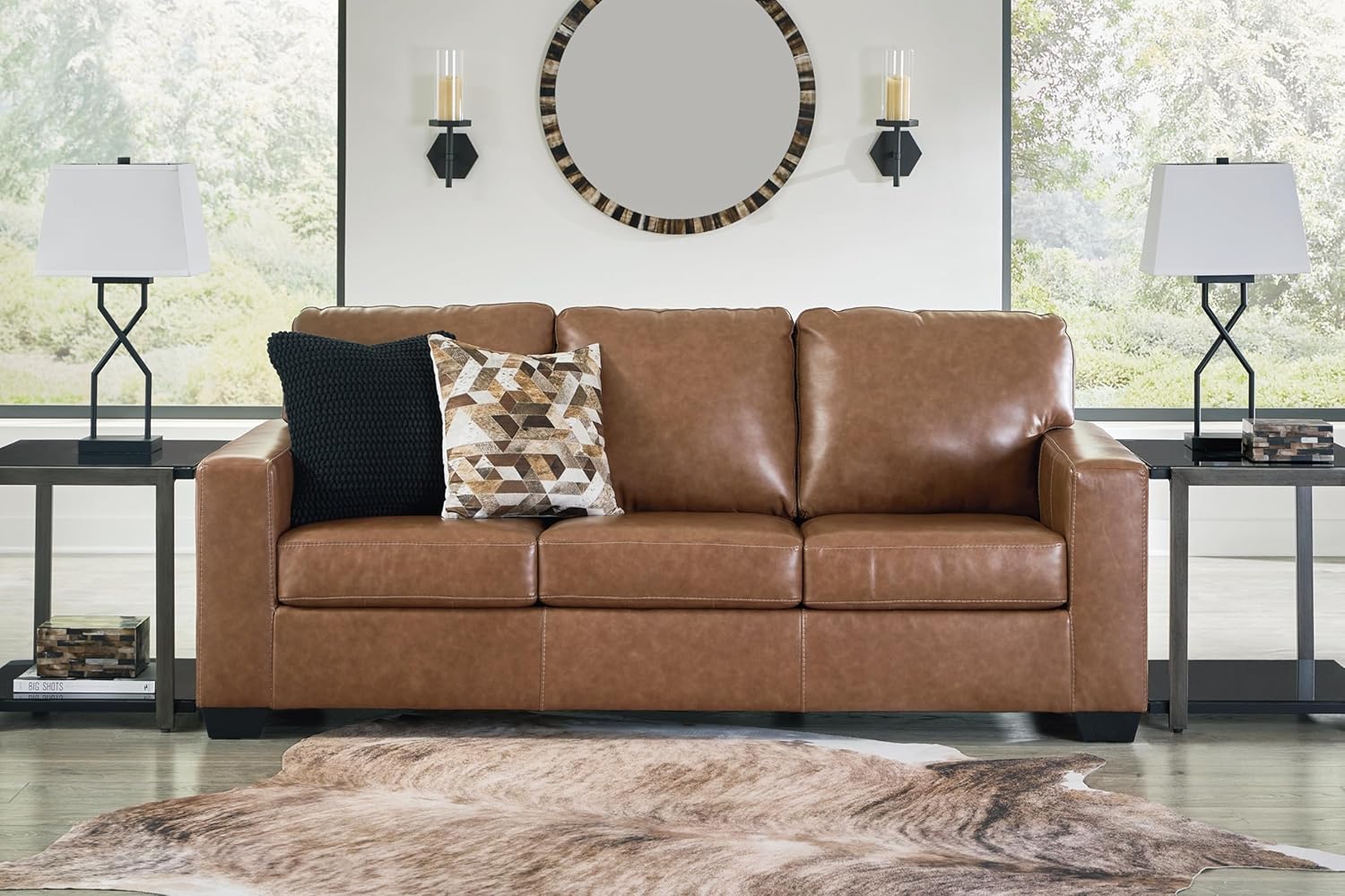Signature Design by Ashley Bolsena – Sofá contemporáneo de piel, color marrón oscuro