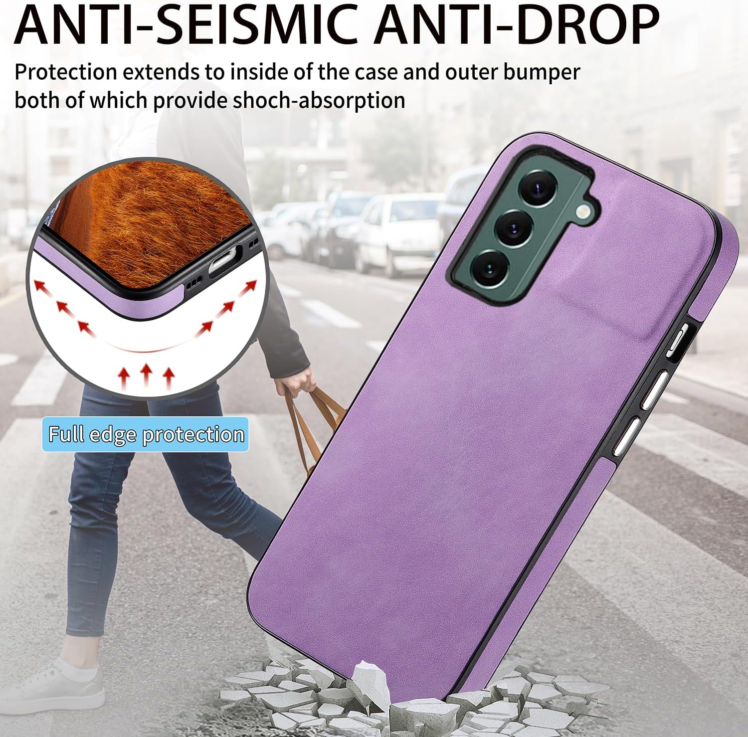 Asuwish Funda de teléfono para Samsung Galaxy S22 5G con protector de pantalla de vidrio templado y funda delgada de cuero suave y resistente,