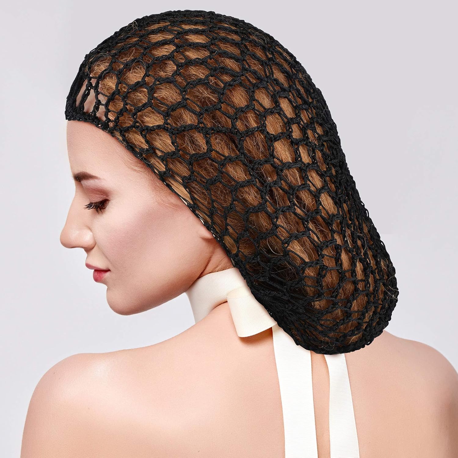 Geyoga 6 piezas de redecillas para el pelo para mujeres, malla para dormir, suave rayón de punto de ganchillo red de pelo largo y corto, accesorio