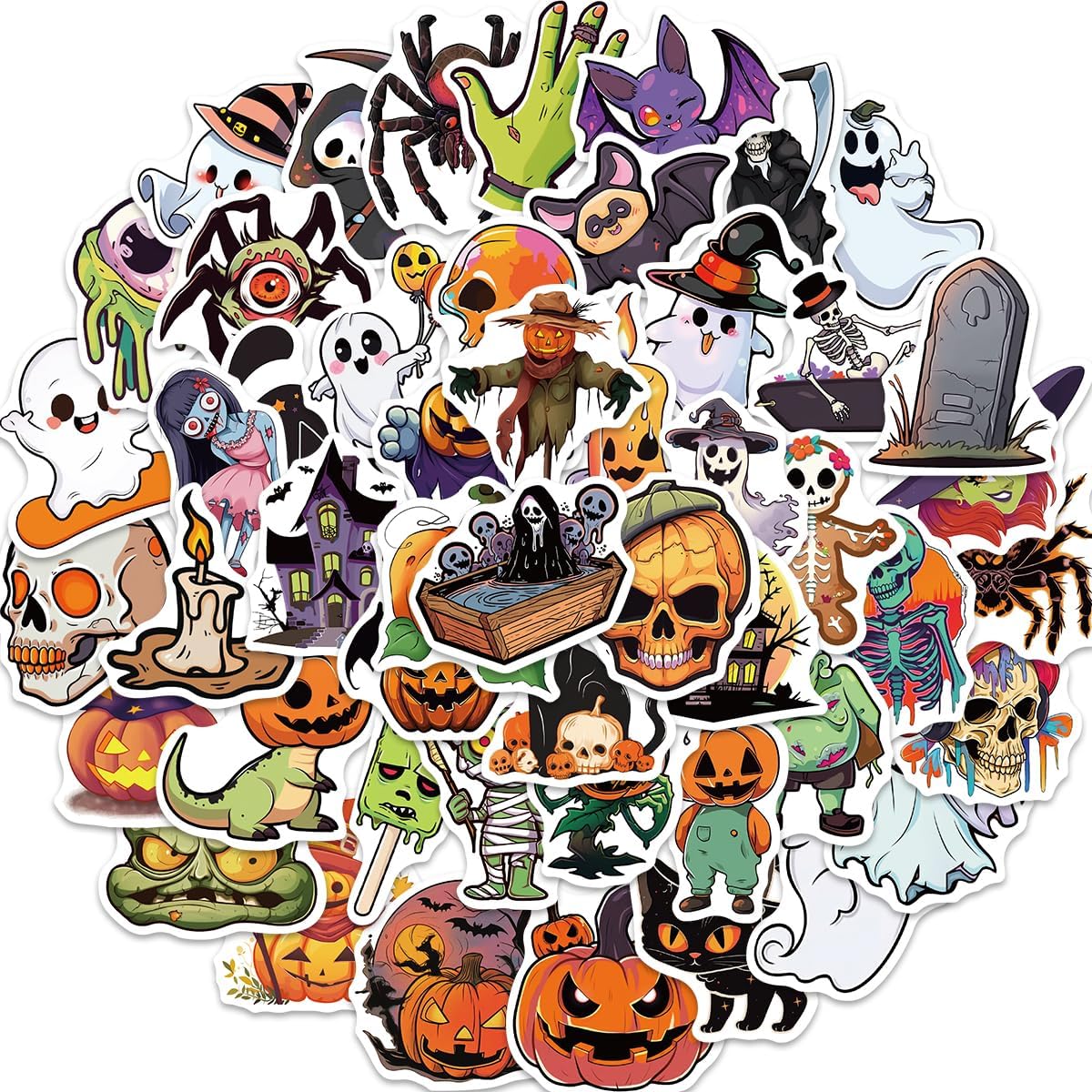 Paquete de 50 calcomanías de Halloween para adolescentes, niños y adultos, impermeables, regalos decorativos para botellas de agua, laptop,