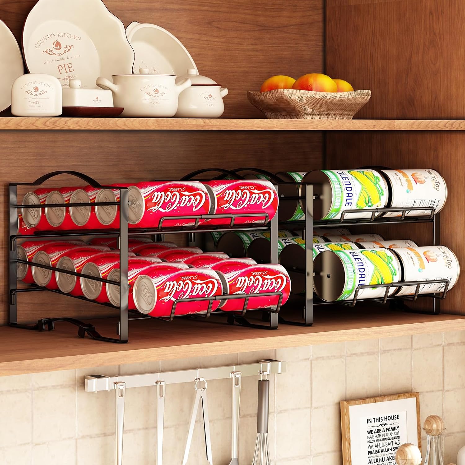 GILLAS Paquete de 1 organizador de latas de soda, estante grande para despensa, dispensador de almacenamiento de bebidas apilables para