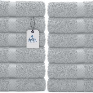 DAN RIVER Paquete de 12 toallas faciales 100 % algodón, de alta calidad, altamente absorbentes, para baño, spa, gimnasio, secado rápido, esenciales DAN RIVER Paquete de 12 toallas faciales 100 % algodón, de alta calidad, altamente absorbentes, para baño, spa, gimnasio, secado rápido, esenciales