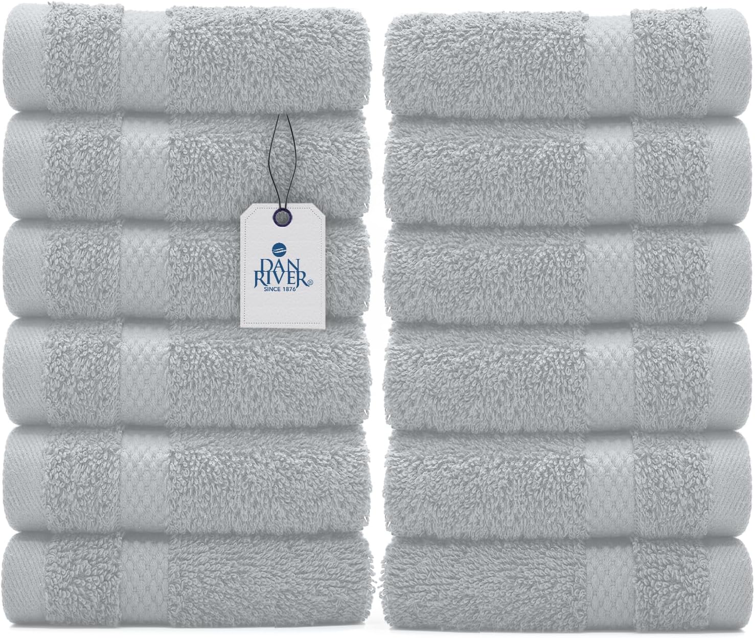 DAN RIVER Paquete de 12 toallas faciales 100 % algodón, de alta calidad, altamente absorbentes, para baño, spa, gimnasio, secado rápido, esenciales