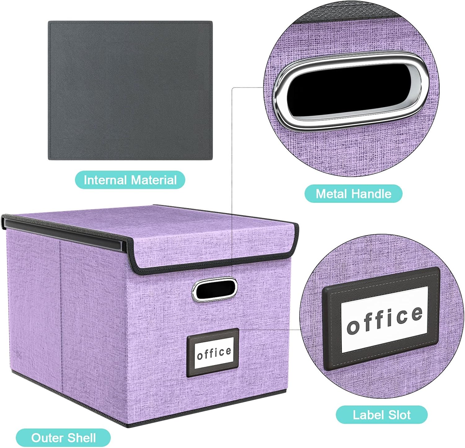 Huolewa – Organizador de archivos decorativo con tapa, caja de almacenamiento colgante de lino con tobogán de plástico para oficinadecoraciónhogar,