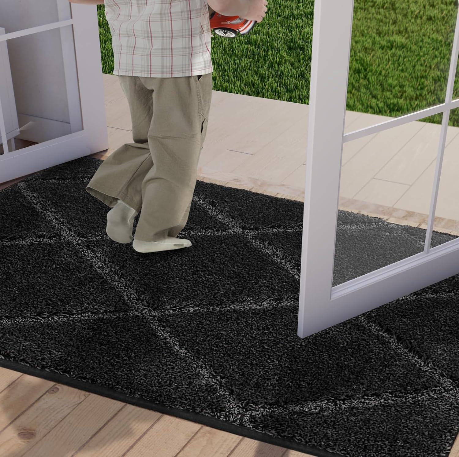 WARMLY Tapete duradero para puerta de interiores, atrapador de suciedad y tapete antideslizante y absorbente para puerta de entrada, tapete lavable