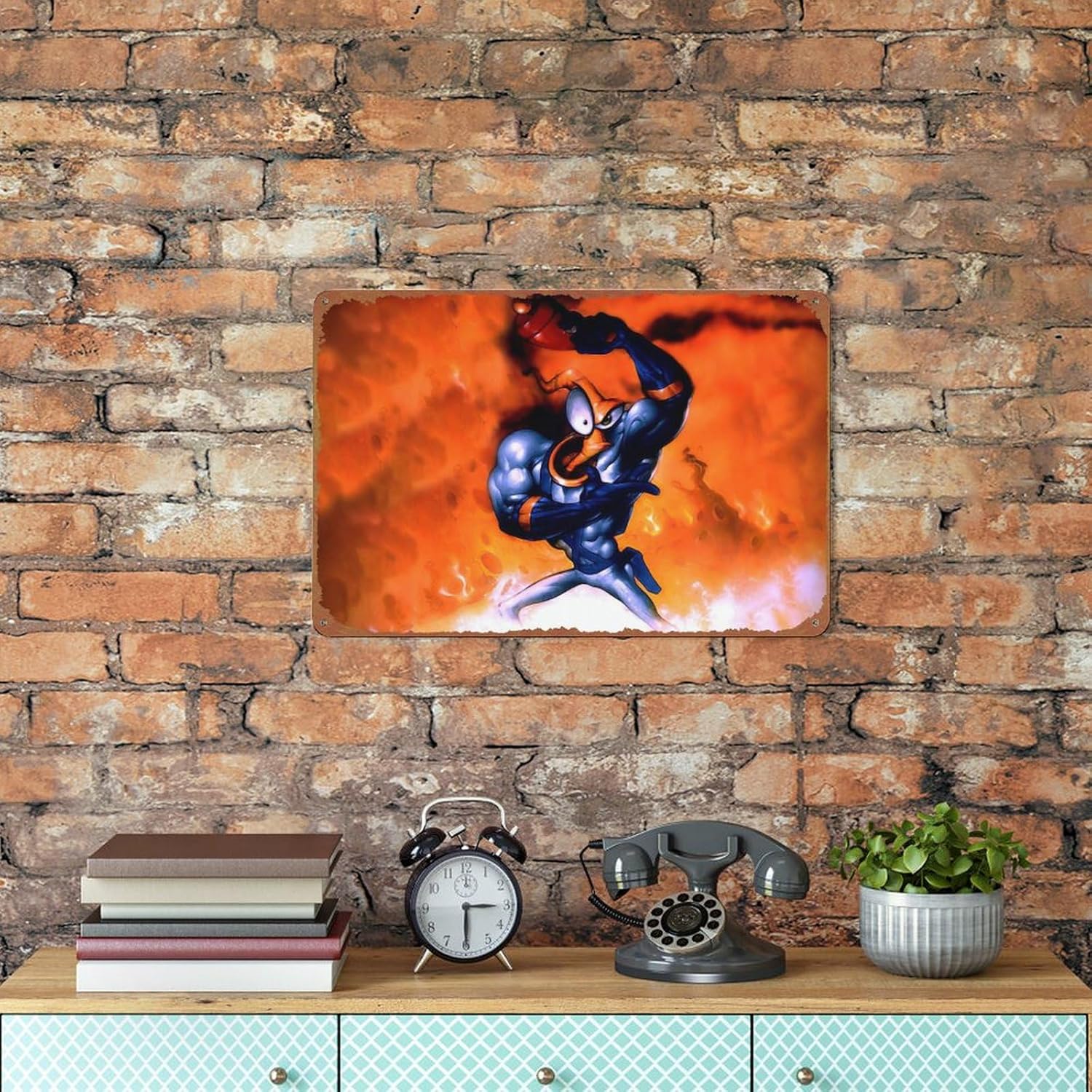 Earthworm Jim Game – Cartel de metal retro para decoración de pared para el hogar, calle, puerta, bares, club