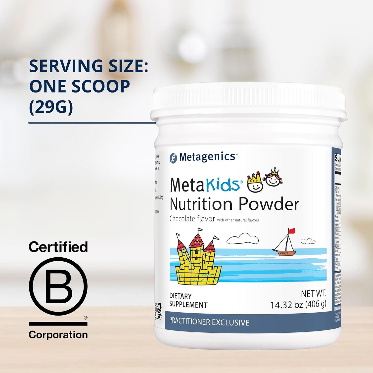 Metagenics MetaKids Nutrition Powder – Apoyo nutricional para la salud de los niños* – Chocolate – 14.32 oz – 14 porciones