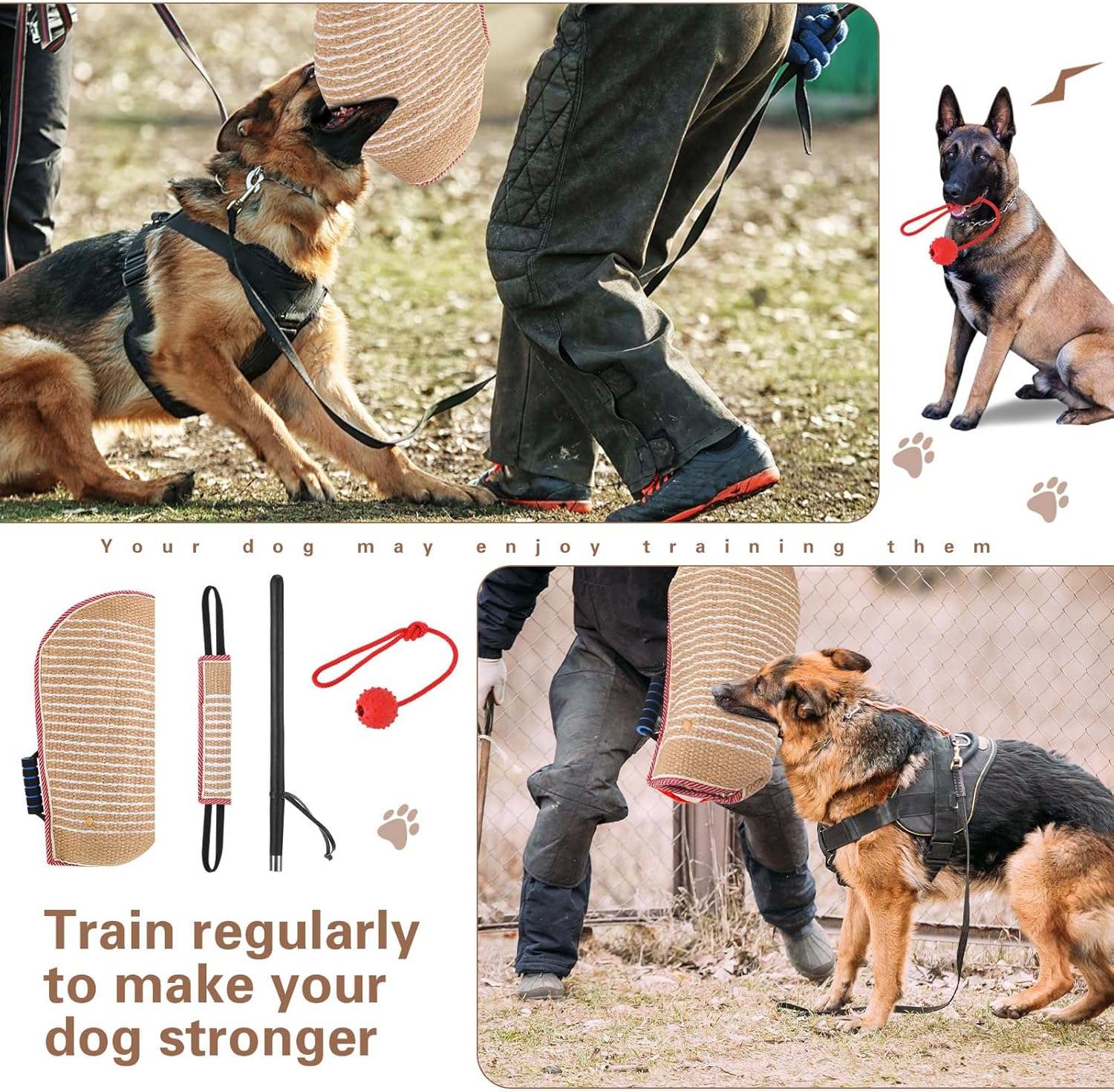 Juego de 4 piezas de entrenamiento para perros que incluye funda para perro, almohada para perro, juguete de remolcador, palo de entrenamiento para