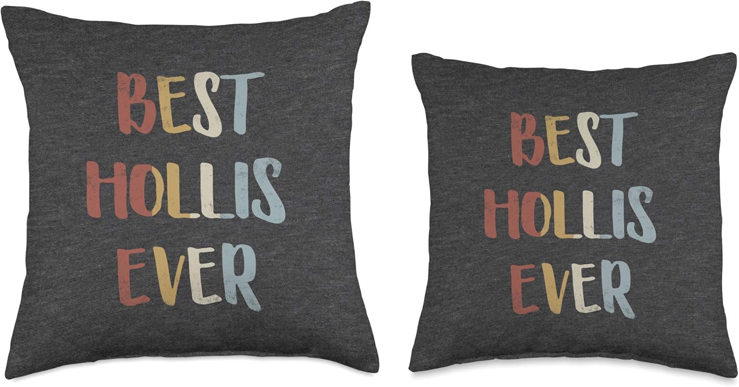 Custom Hollis Gifts & Designs for Boys Best Hollis Ever – Almohada retro con nombre, color gris jaspeado oscuro, 16.0 x 16.0in, multicolor