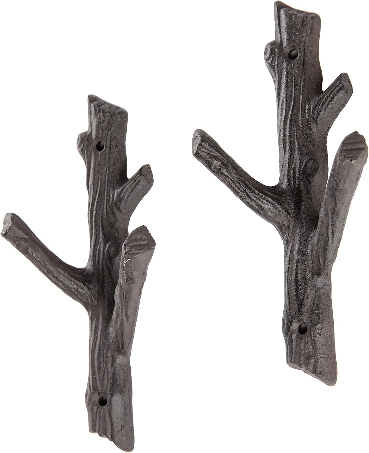 Giftcraft Juego de 2 ganchos decorativos de rama de árbol, ganchos de pared de 3 ganchos, estante para toallas, chaquetas, sombreros, ganchos de