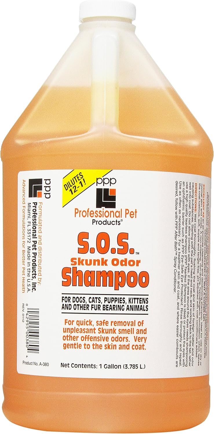 PPP S.O.S. Skunk Odor – Champú para mascotas pequeñas, 1 galón