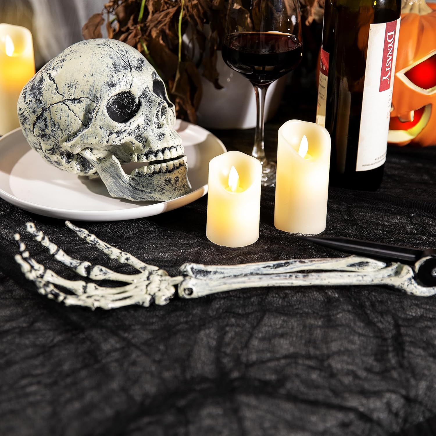Tela espeluznante de Halloween de 315 x 84.6 pulgadas, tela espeluznante negra de Halloween, cubierta de gasa para puertas de ventanas para