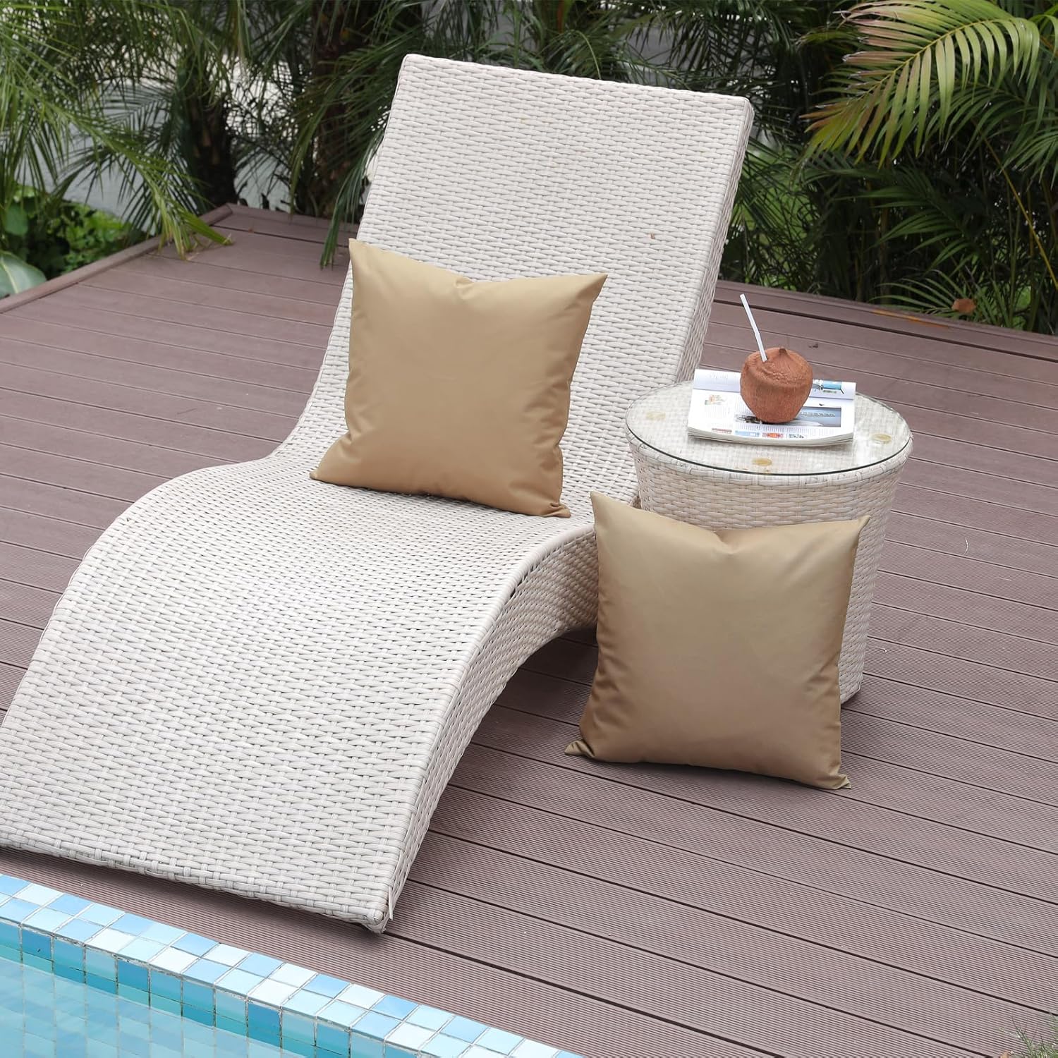 Juego de 2 fundas de cojín cuadradas de 18 x 18 pulgadas, impermeables, resistentes al agua, para patio, césped, balcón, sofá, color marrón