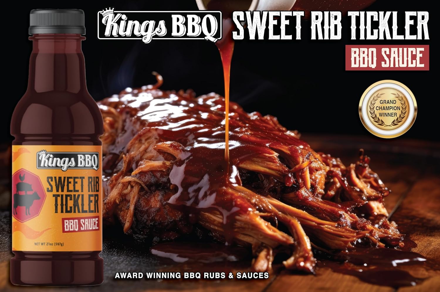 Kings BBQ Sweet Rib Tickler – Salsa para barbacoa – 21.5oz – Paquete de 2