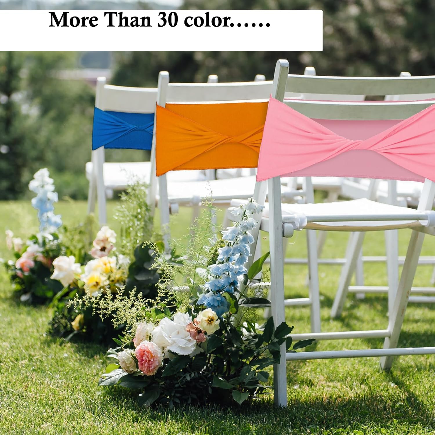 MDS – Paquete de 10 bandas elásticas de elastano para silla, lazos para silla, sin hebilla, para decoración de bodas y eventos, bandas deslizantes