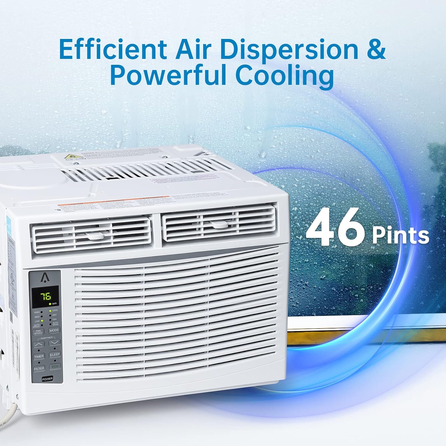 GAOMON Unidad de aire acondicionado para ventana de 6000 BTU, aire acondicionado de ventana de refrigeración eficiente con control remoto y