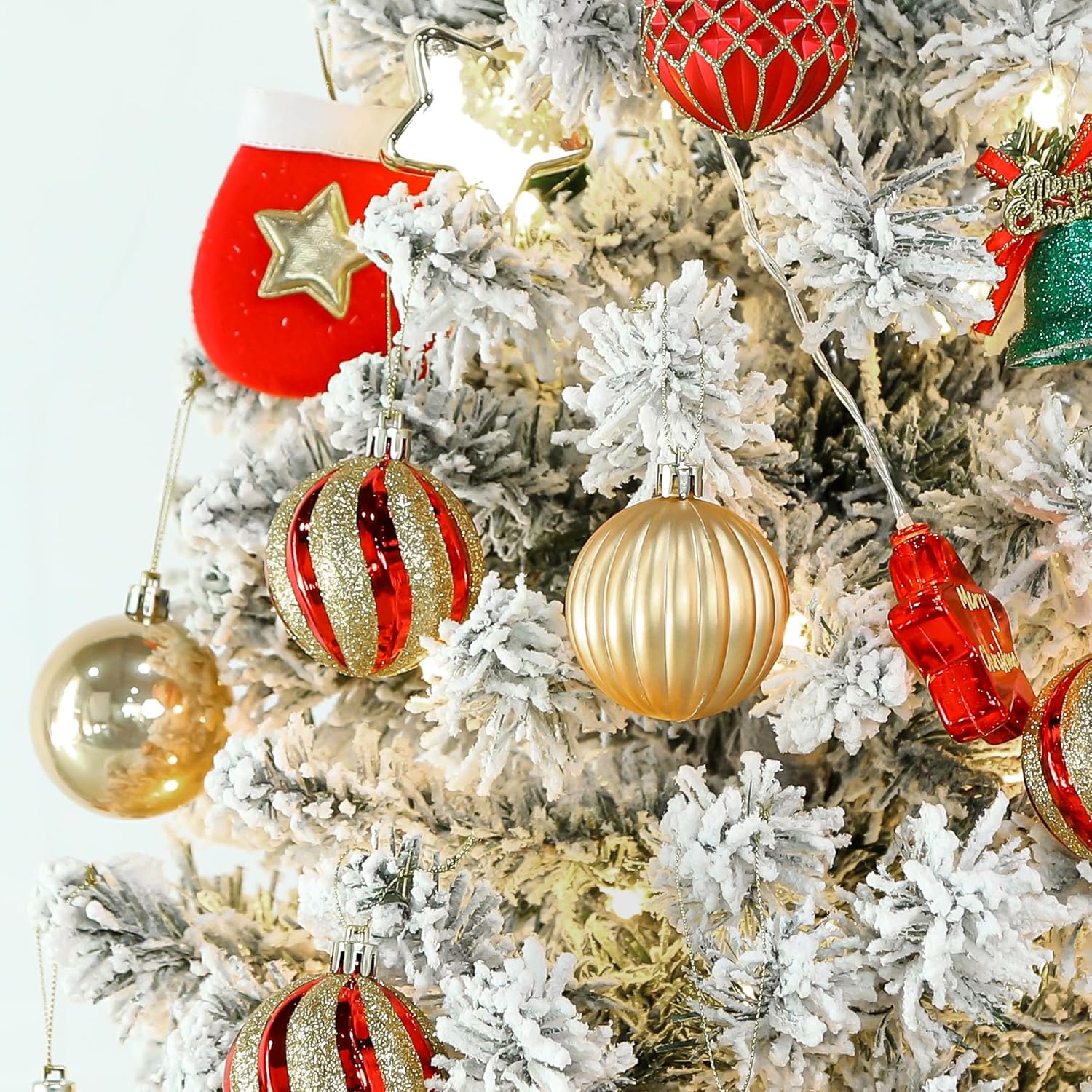 SHareconn – Bolas de árbol de Navidad de 30 quilates de 2.36 pulgadas, bolas decorativas de plástico inastillables de colores para decoración de