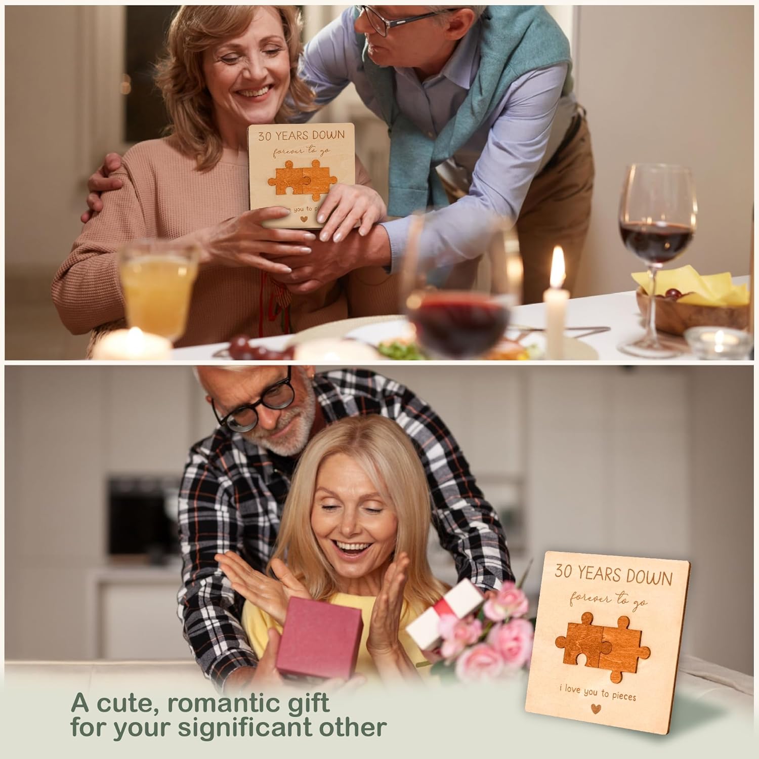 Tarjeta de regalo de 30 aniversario para parejas, tarjeta de madera para 30 aniversario de boda, regalo para marido y esposa, tarjeta de