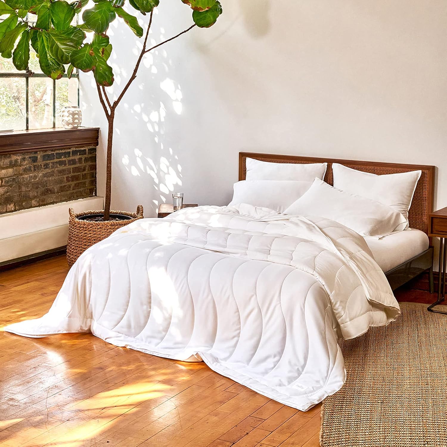 Buffy Breeze Comforter – Edredón suave 100% eucalipto lyocell, fresco, ligero, relleno de edredón de verano con pestañas en las esquinas (tamaño
