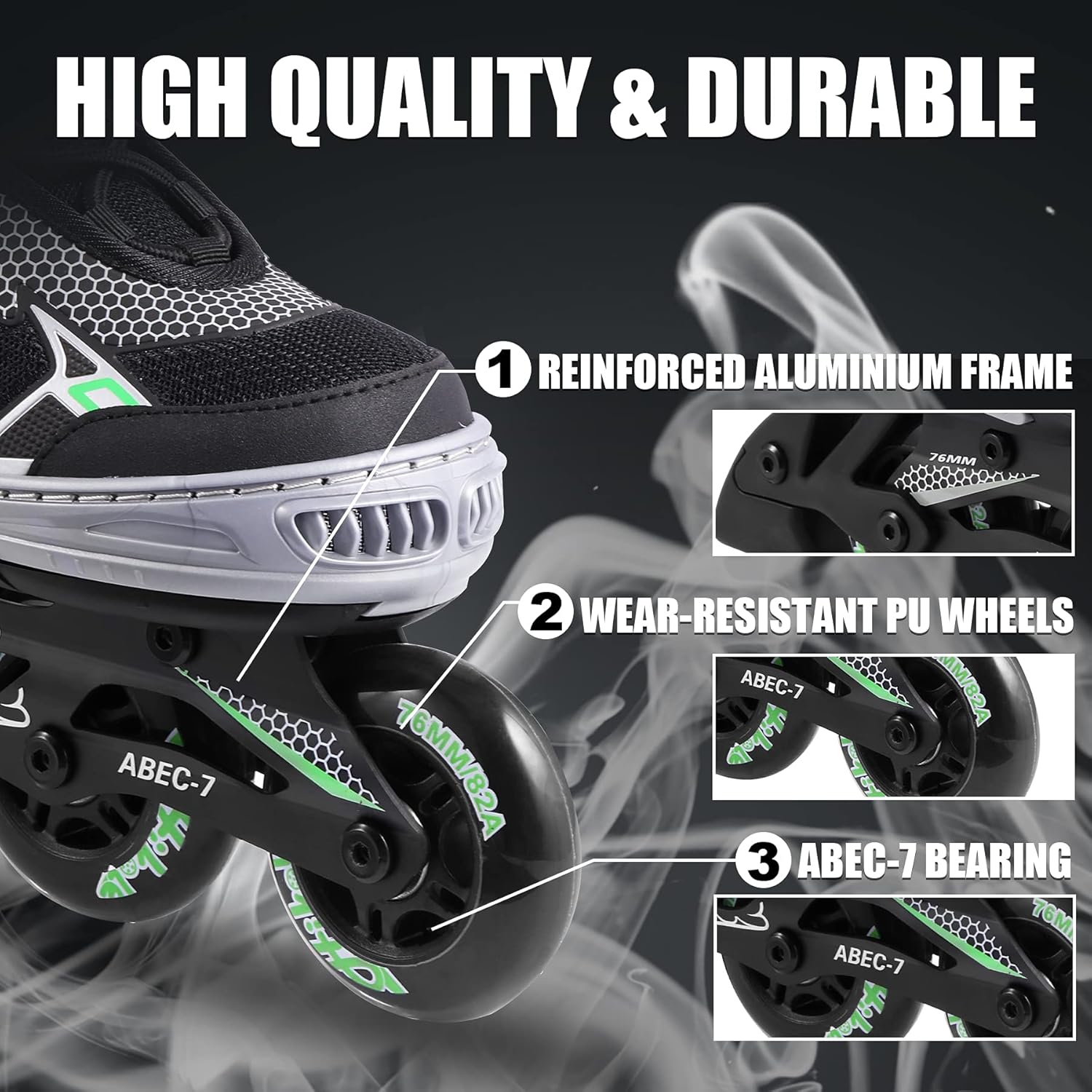 Hikole Patines en línea ajustables para niños y adultos, cuchillas de fitness para exteriores para hombres y mujeres, patines para principiantes