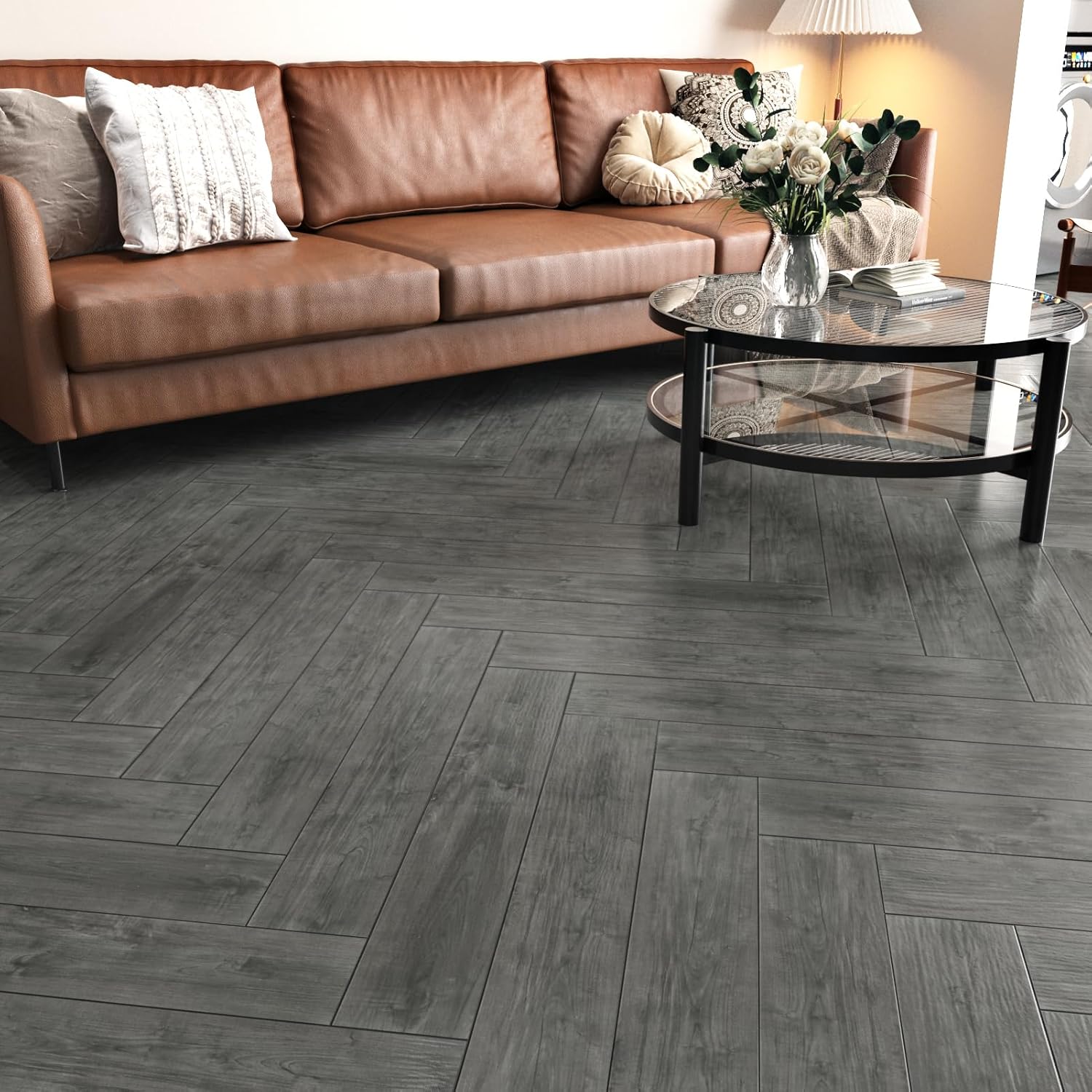 Azulejos de suelo de madera para despegar y pegar, azulejos de vinilo para despegar y pegar, 6 x 36 pulgadas, azulejos autoadhesivos de vinilo