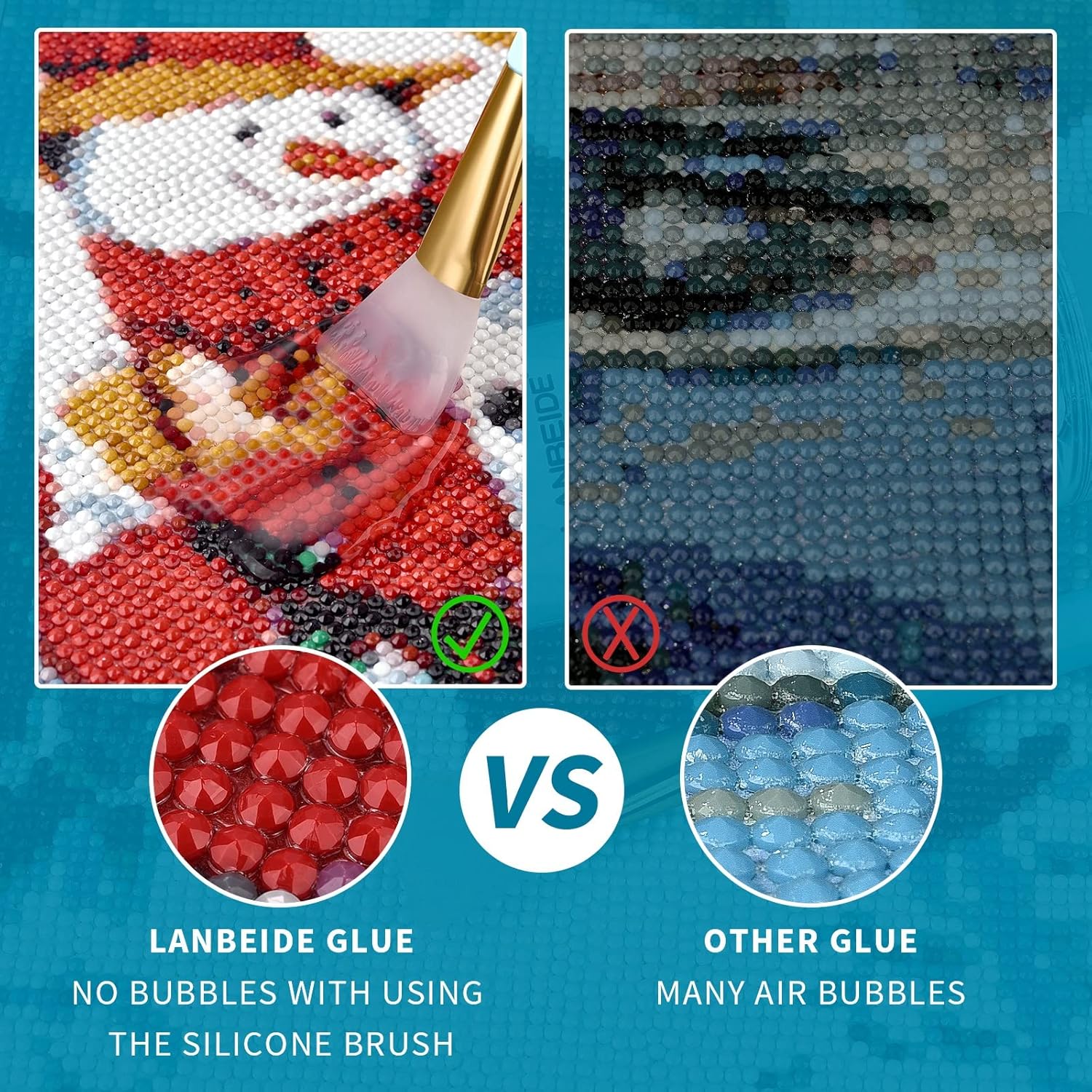 LANBEIDE Sellador de pintura de diamante actualizado de 6.8 fl oz con cepillo de silicona, 3 paquetes, sellador de pegamento de pintura de diamante