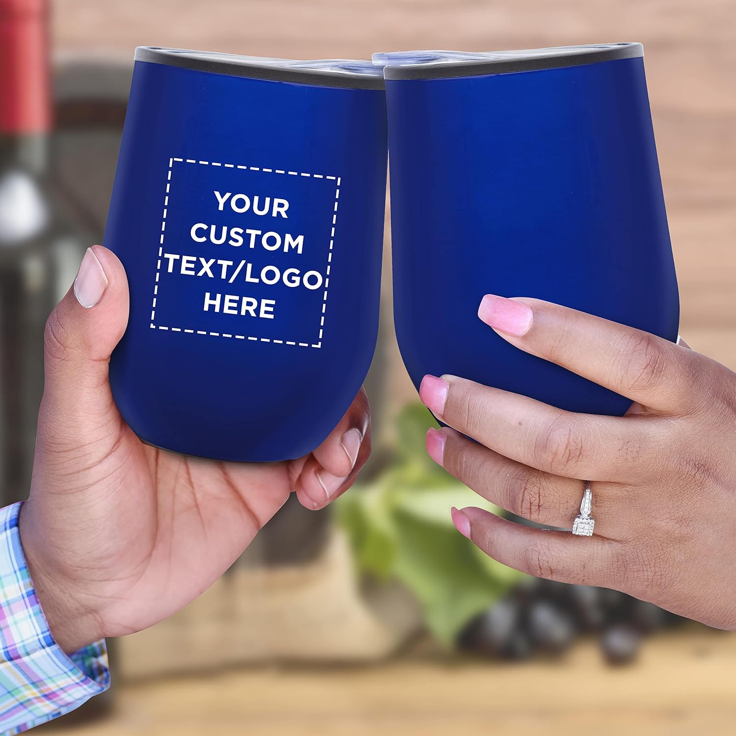 Vasos de vino personalizados sin tallo de 12 onzas, juego de 24, paquete personalizado a granel, aislados, perfectos para vino, cócteles, otras