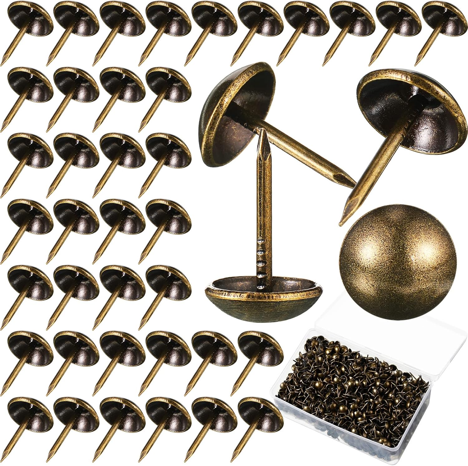 Zhengmy 2000 tachuelas de tapicería para muebles decorativos, alfombras, uñas reflectantes de hierro de latón, pasadores de bronce antiguo,