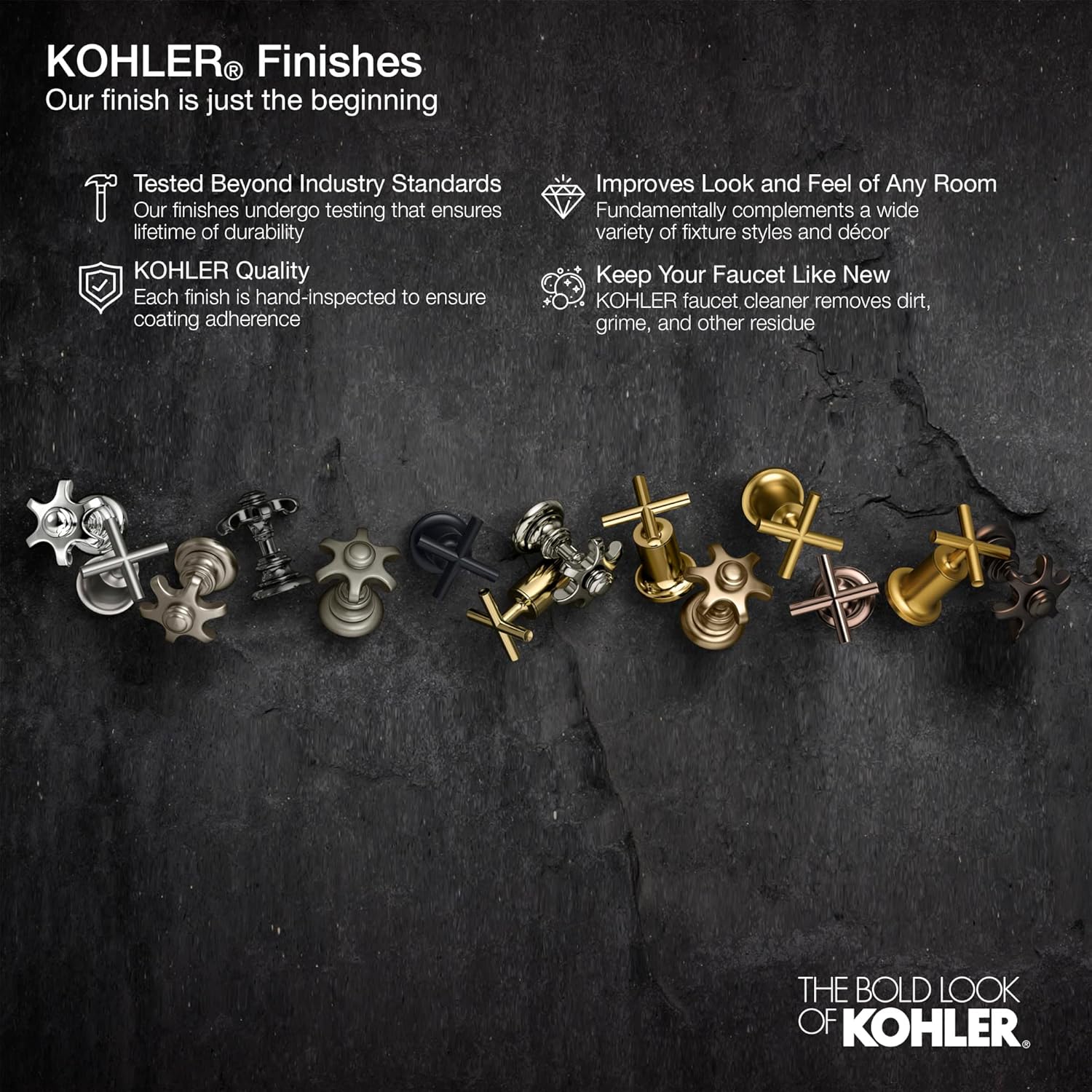 KOHLER T27405-4-BL Riff – Juego de grifo de baño para montaje en cubierta, juego de grifo de bañera con manijas de palanca, no desviador, negro mate