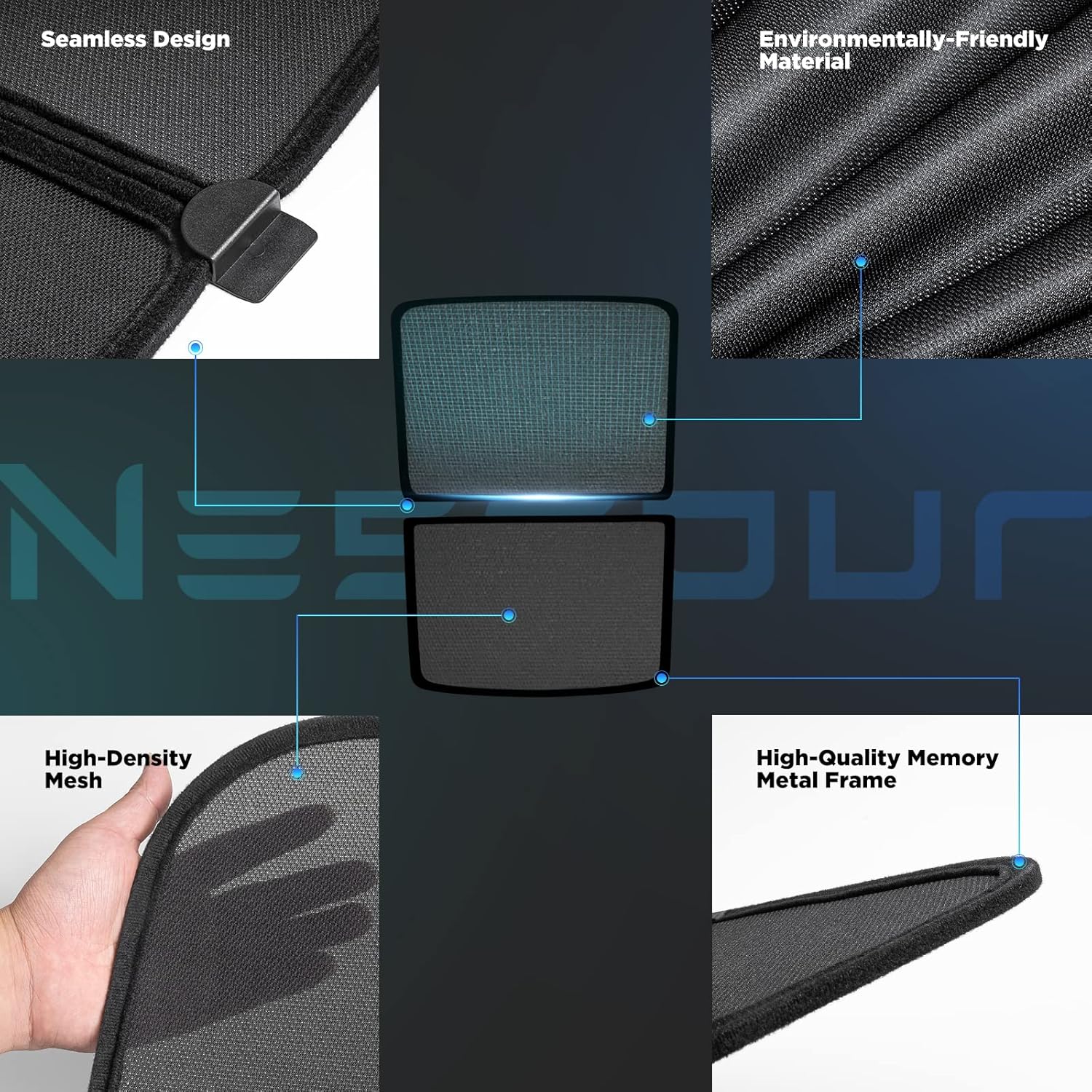 Nestour Parasol plegable para techo solar Tesla modelo Y, accesorios para Tesla Model Y 2020-2023, con película aislante UV (juego de 2)