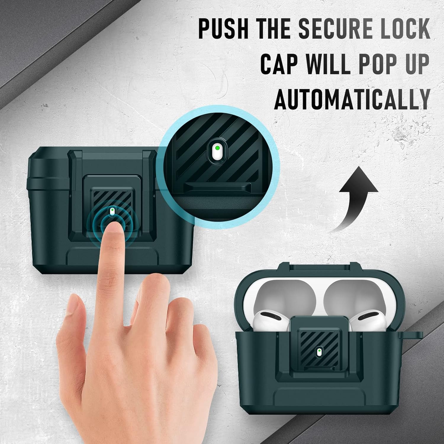 Youtec Funda compatible con Airpods Pro 2 con kit de limpieza, funda protectora militar dura a prueba de golpes para Airpods con bloqueo seguro