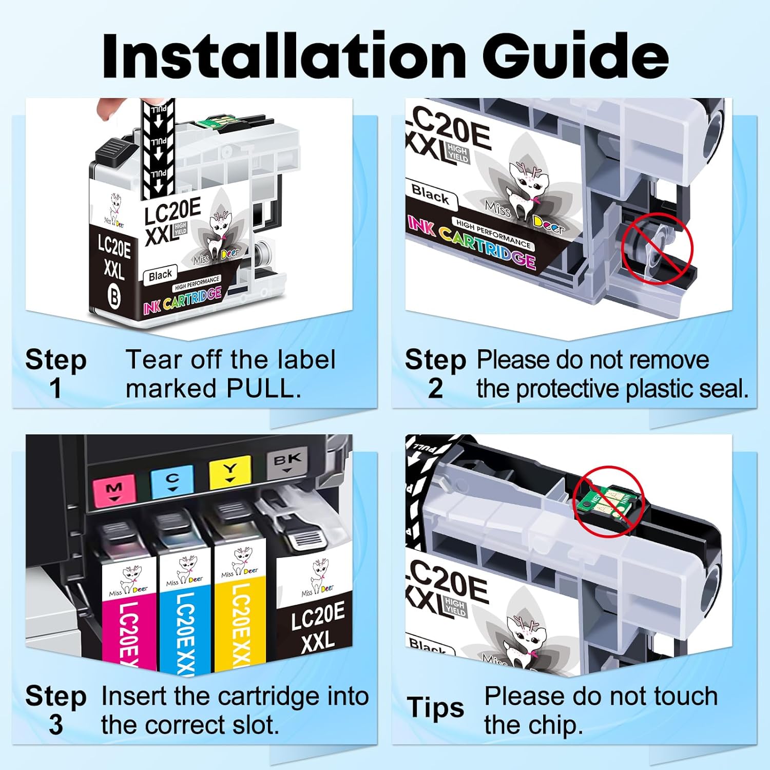 Miss Deer LC20E – Cartucho de tinta compatible con impresora Brother LC20E LC-20E XXL, uso con impresora Brother MFC-J985DW J5920DW J775DW J985DWXL,