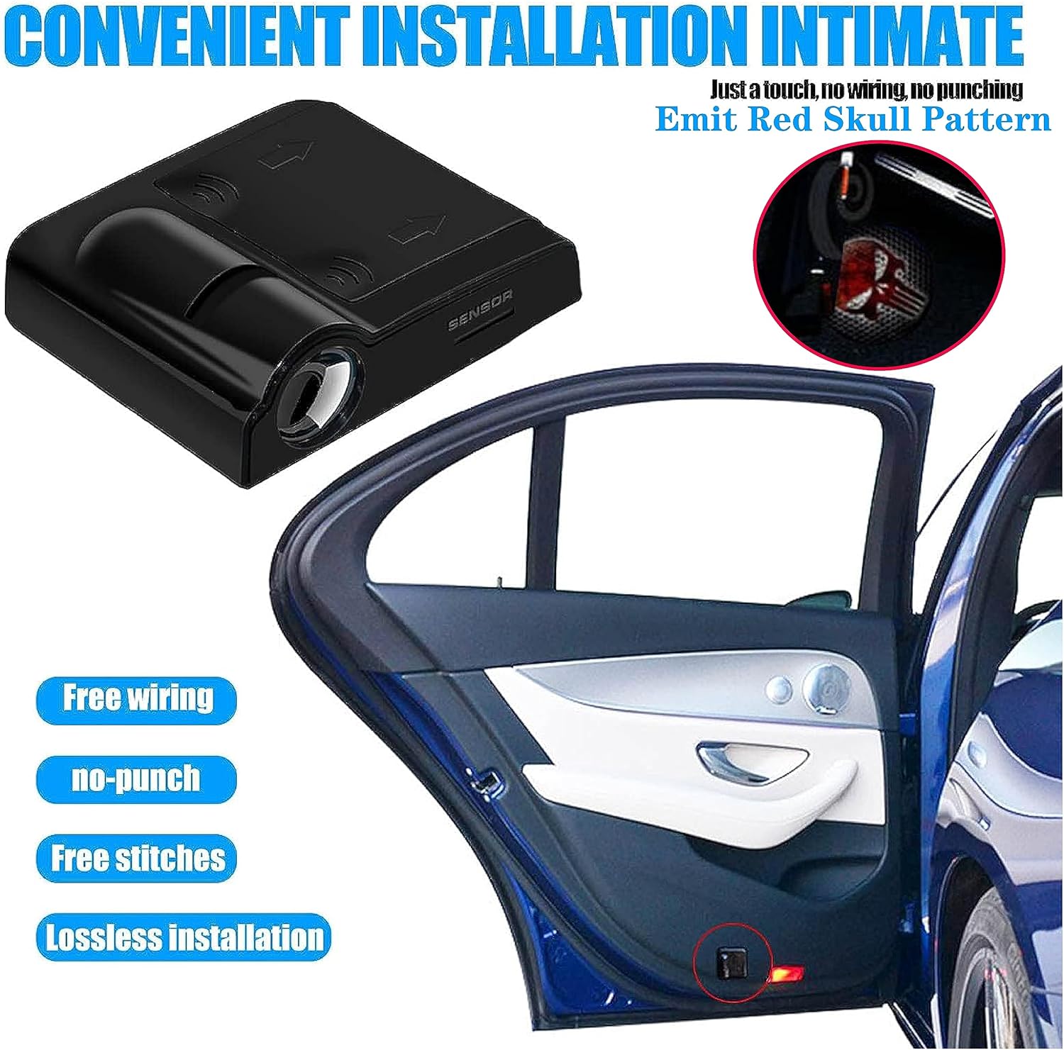 QODOLSI Paquete de 2 luces para puerta de automóvil, luces LED decorativas LED ambientales para automóvil, proyector de logotipo automático HD,