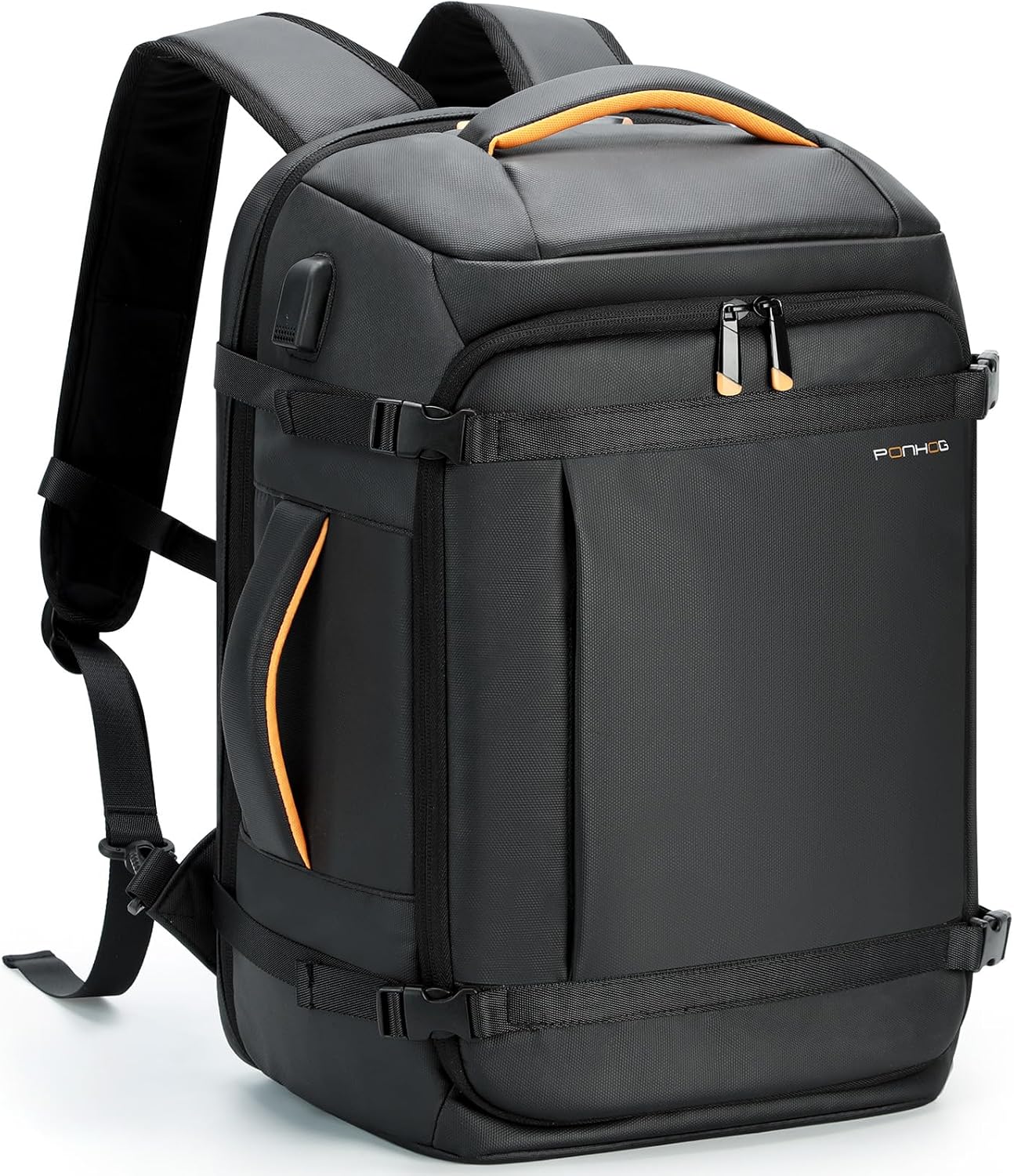 Ponhog Mochila de viaje para computadora portátil para vuelo, aprobada para hombre, con puerto de carga USB, mochilas de negocios de 15.6 pulgadas