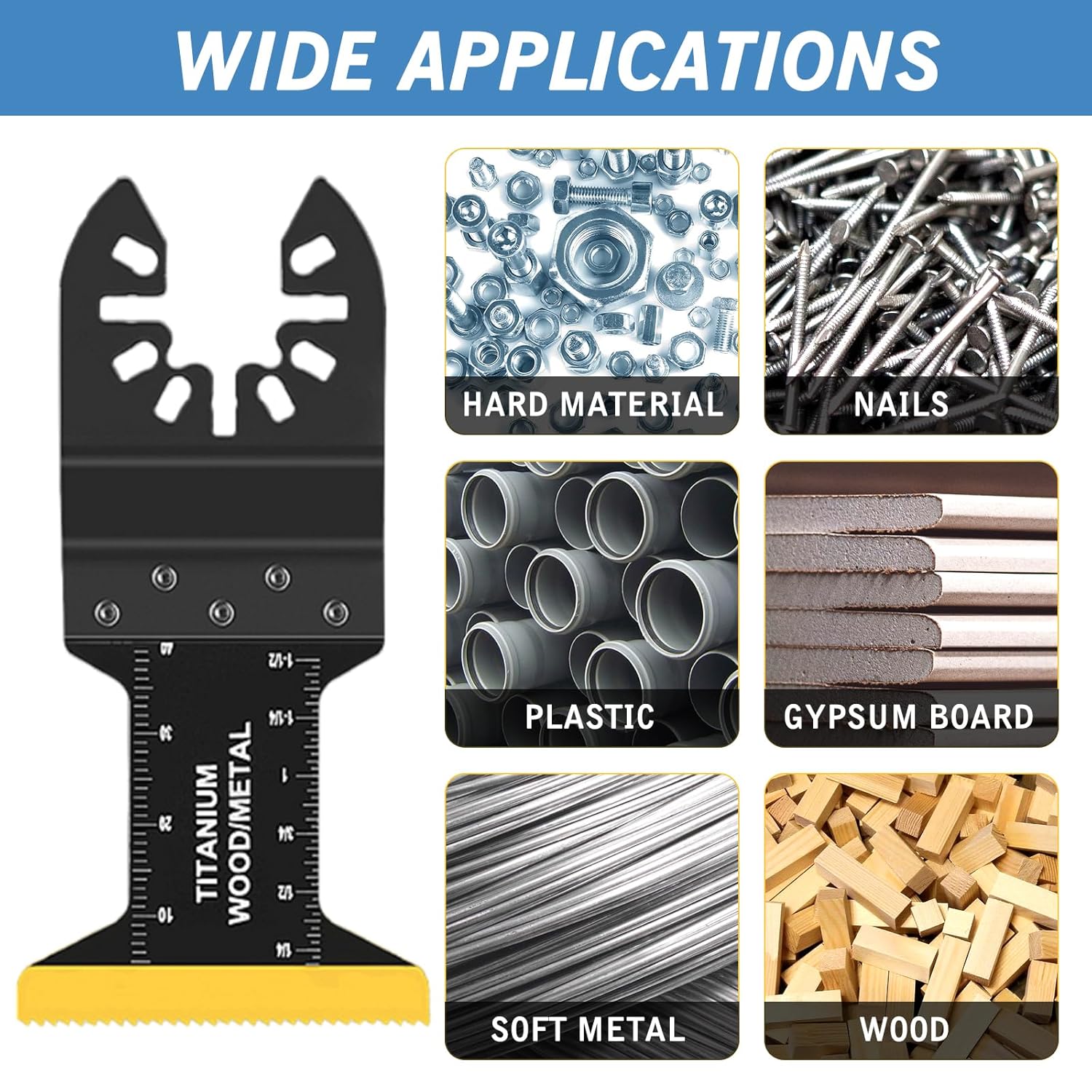 Paquete de 91 hojas de sierra oscilantes, cuchillas oscilantes de alta calidad para cortar madera y metal plásticos, kit de cuchillas