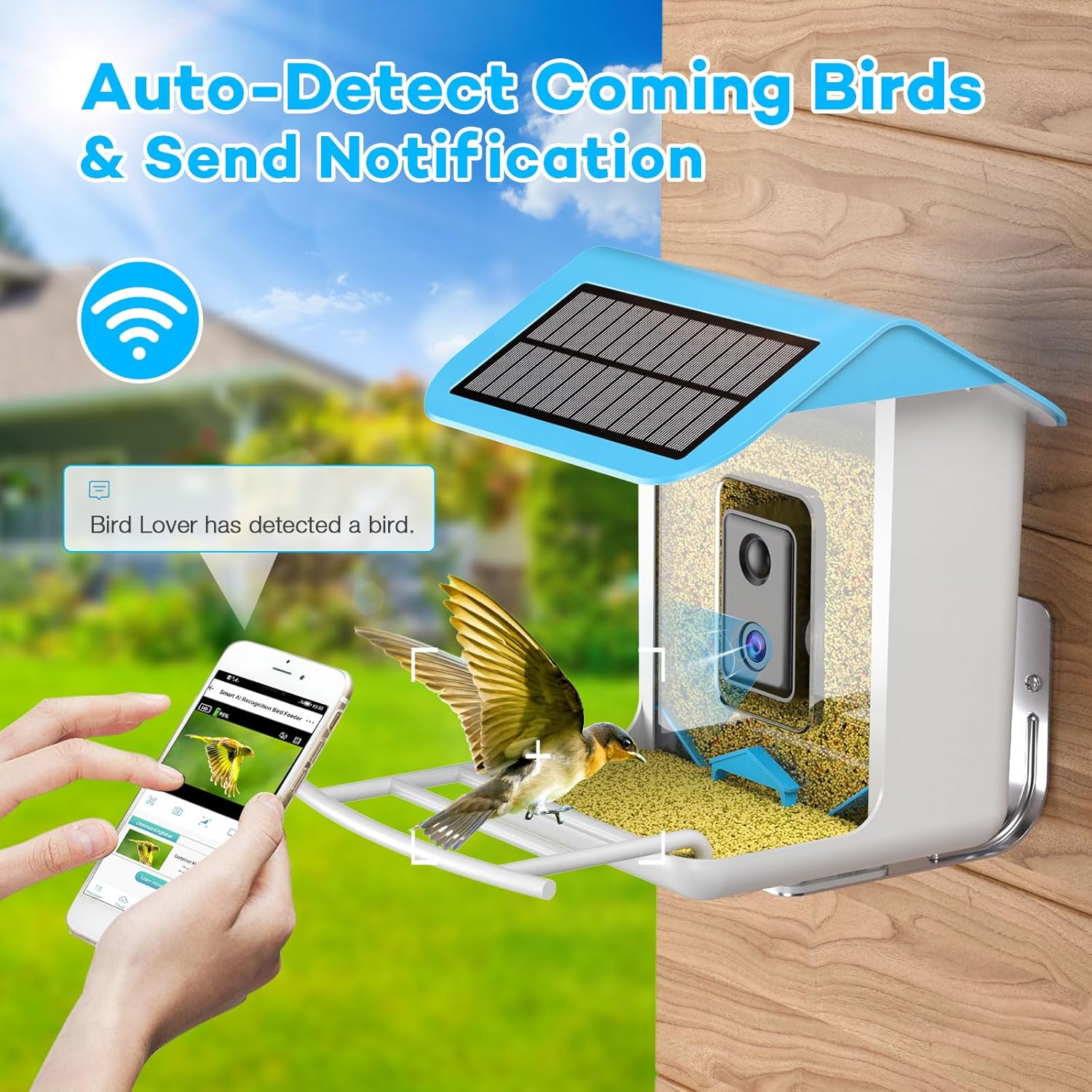 Comedero para pájaros con cámara, alimentador inteligente para pájaros con cámara, cámara de comedero de pájaros captura automática de pájaros y