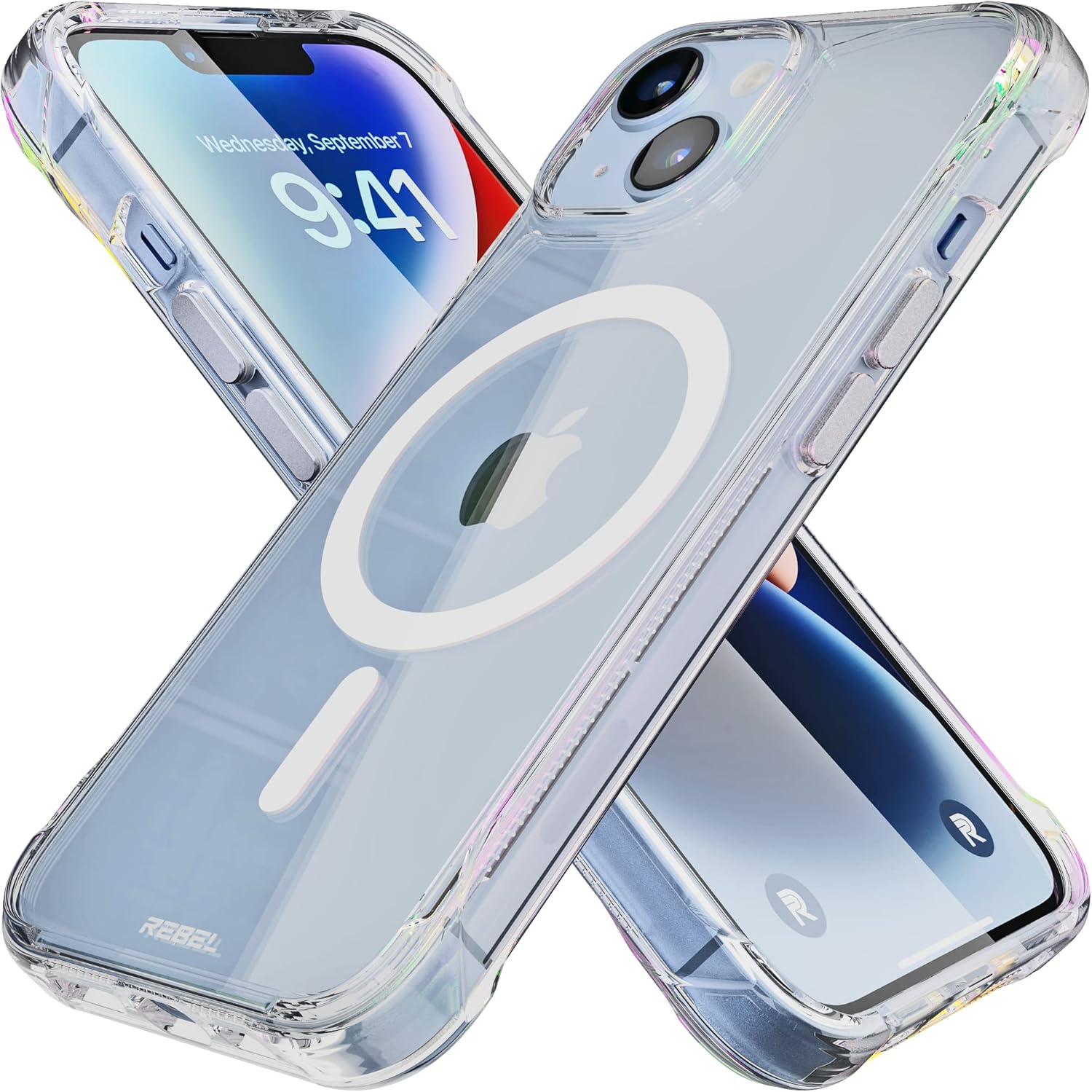 REBEL Funda transparente para iPhone 14 Crystal Series Gen-4 Fuerte compatible con MagSafe, antiarañazos, no amarillea, protección a prueba de