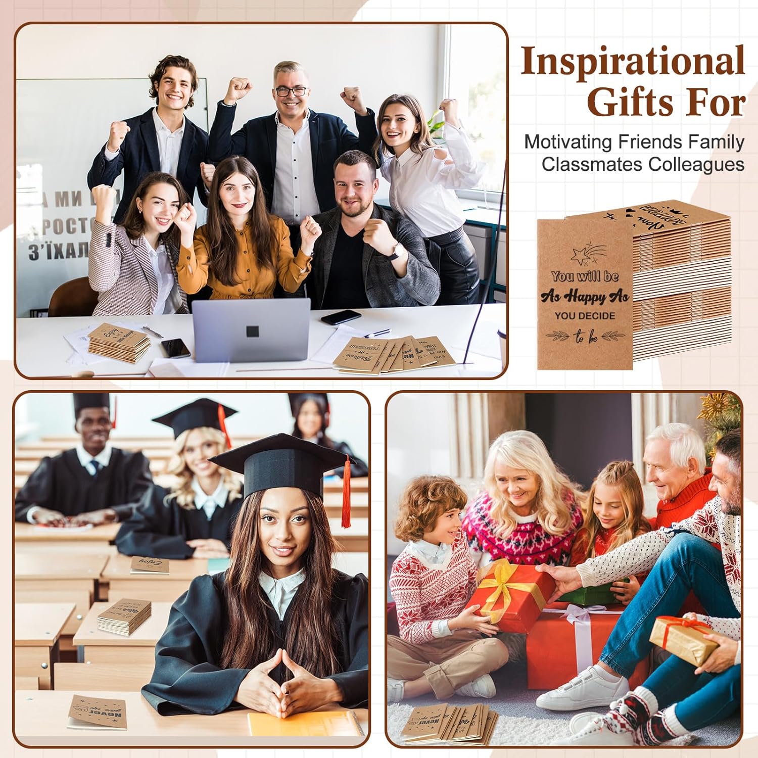 Qeeenar 108 cuadernos de papel kraft con versículos de la Biblia, regalos inspiradores, mini citas motivacionales, bloc de notas de bolsillo para