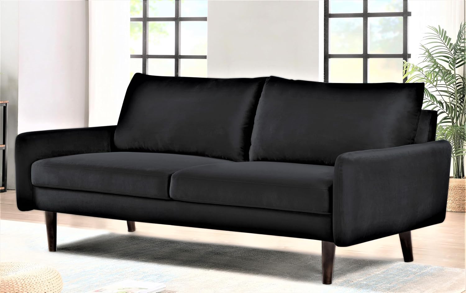 Container Furniture Direct Kent – Sofá de terciopelo para salas de estar modernas y espacios compactos, cómodo sofá de 3 plazas, muebles de estudio