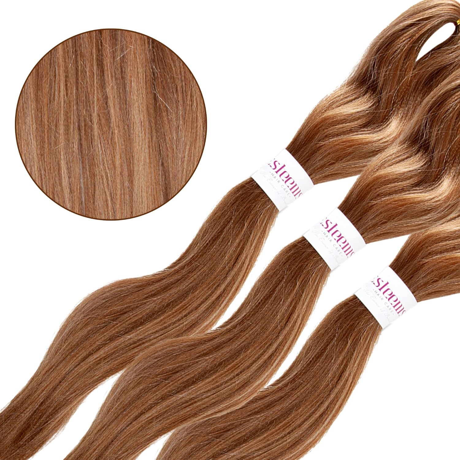 Cabello trenzado preestirado de 26 pulgadas, cabello largo dorado, 3 tonos, mezcla de 3 tonos, extensiones de cabello trenzado profesional de fibra