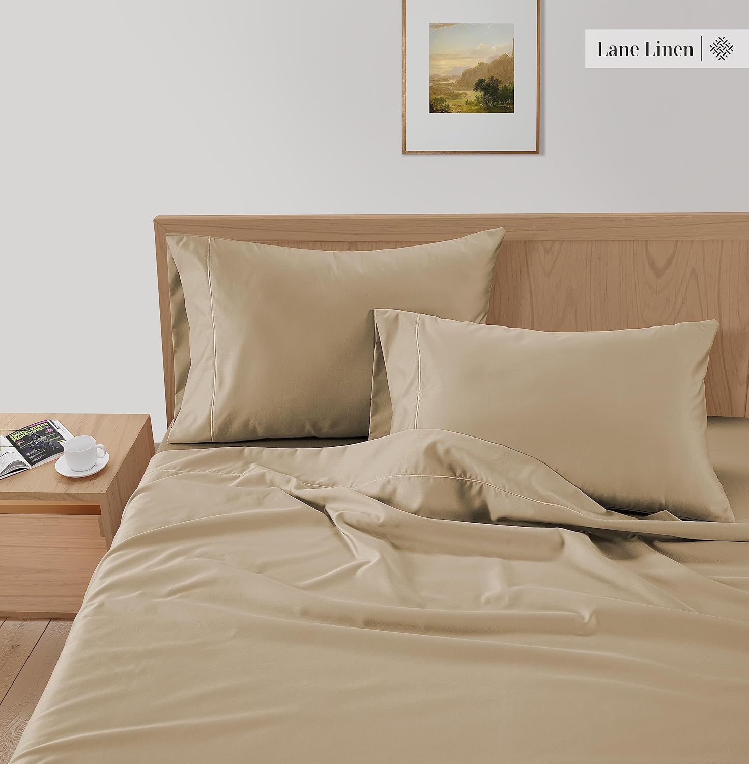 LANE LINEN Juego de sábanas de bambú tamaño matrimonial, 100 % rayón de bambú, juego de sábanas lujosamente suaves, transpirables y refrescantes,