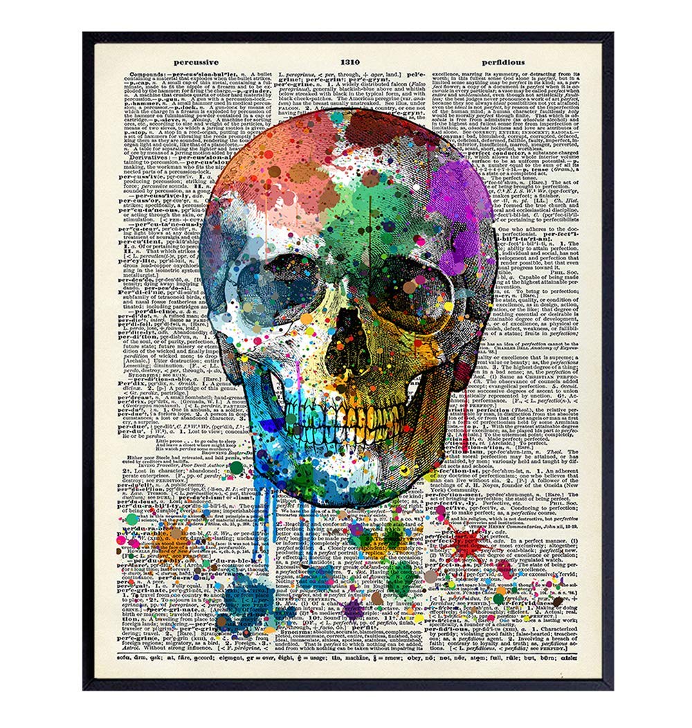 Skull Decor – Skull Wall Decor – Graffiti Skull Wall Art – Gothic Decorations – Goth Wall Art – Grunge Posters Room Decor – Trippy Wall Art – Skull