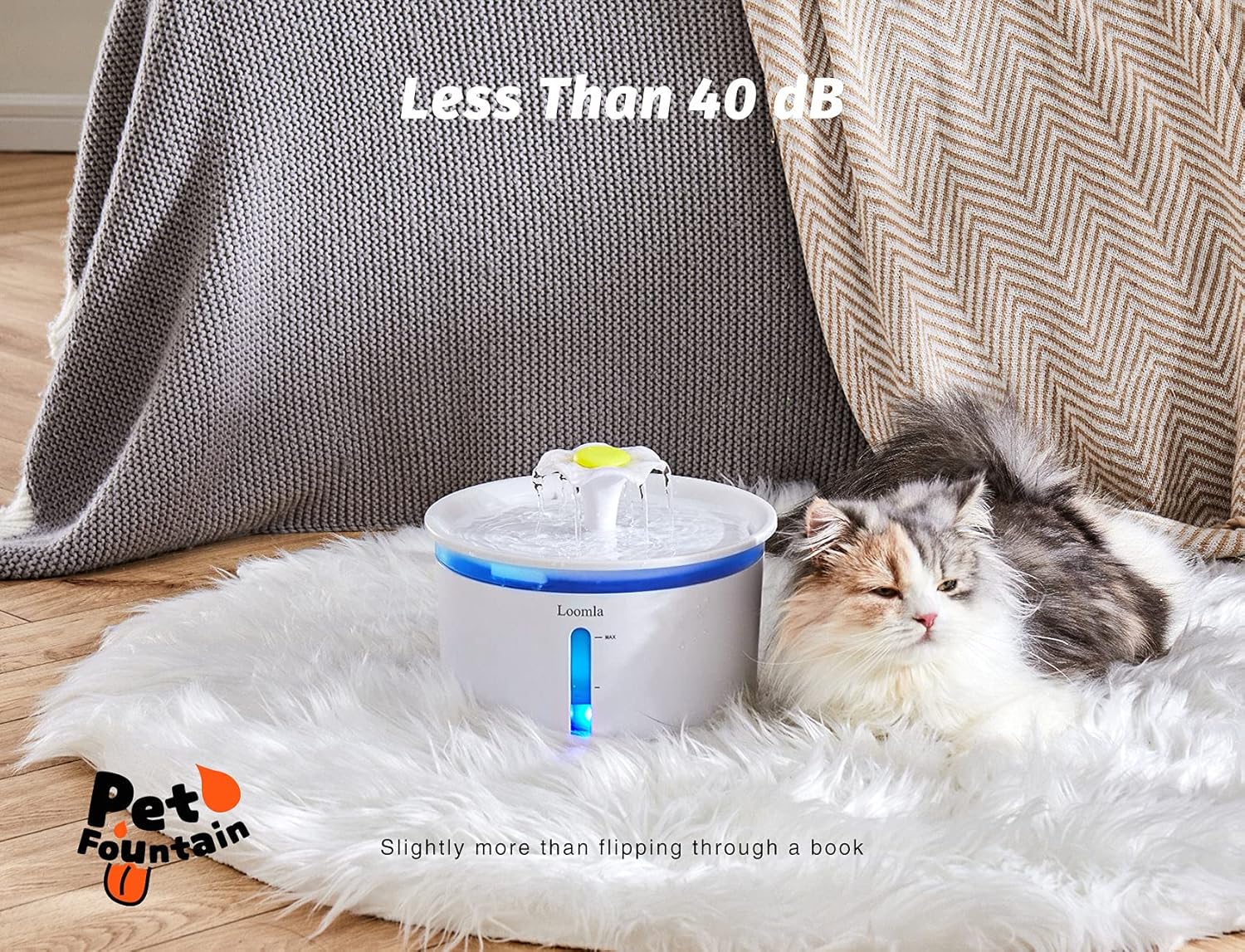 Loomla Fuente de agua para gatos, fuente de agua para mascotas de 85 onzas  2.5 litros en interiores, dispensador automático de agua para perros con