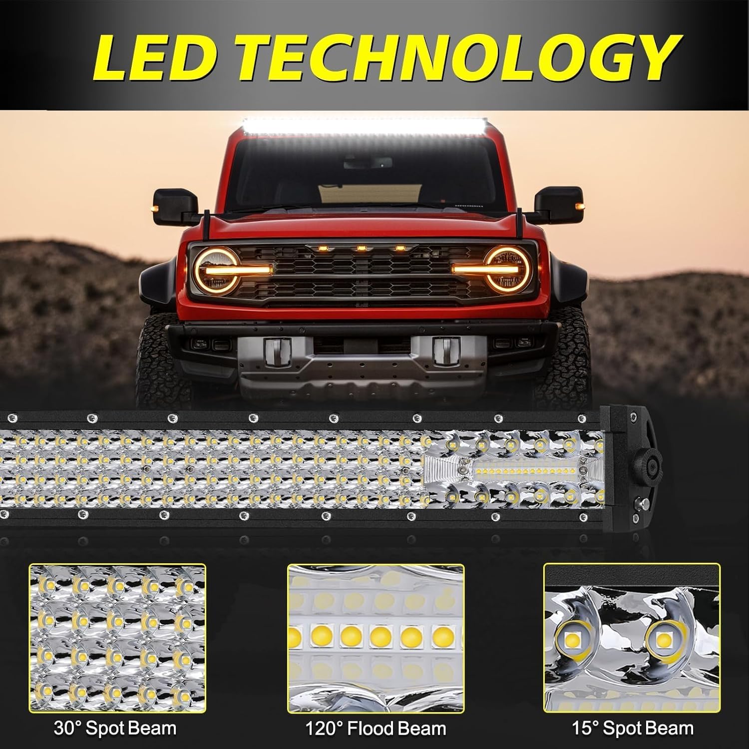 AKD Part – Barra de luz LED de 40 pulgadas, 310 W, combo de inundación de punto de cuatro hileras, barra de luz LED para conducción todoterreno, luz