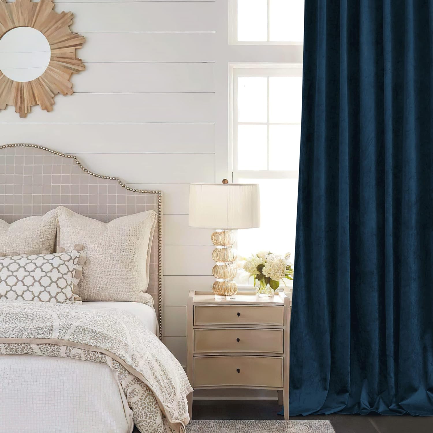 KGORGE Cortinas de terciopelo azul de 84 pulgadas de largo para oscurecer la habitación, cortinas y cortinas para dormitorio, sala de estar, niños,
